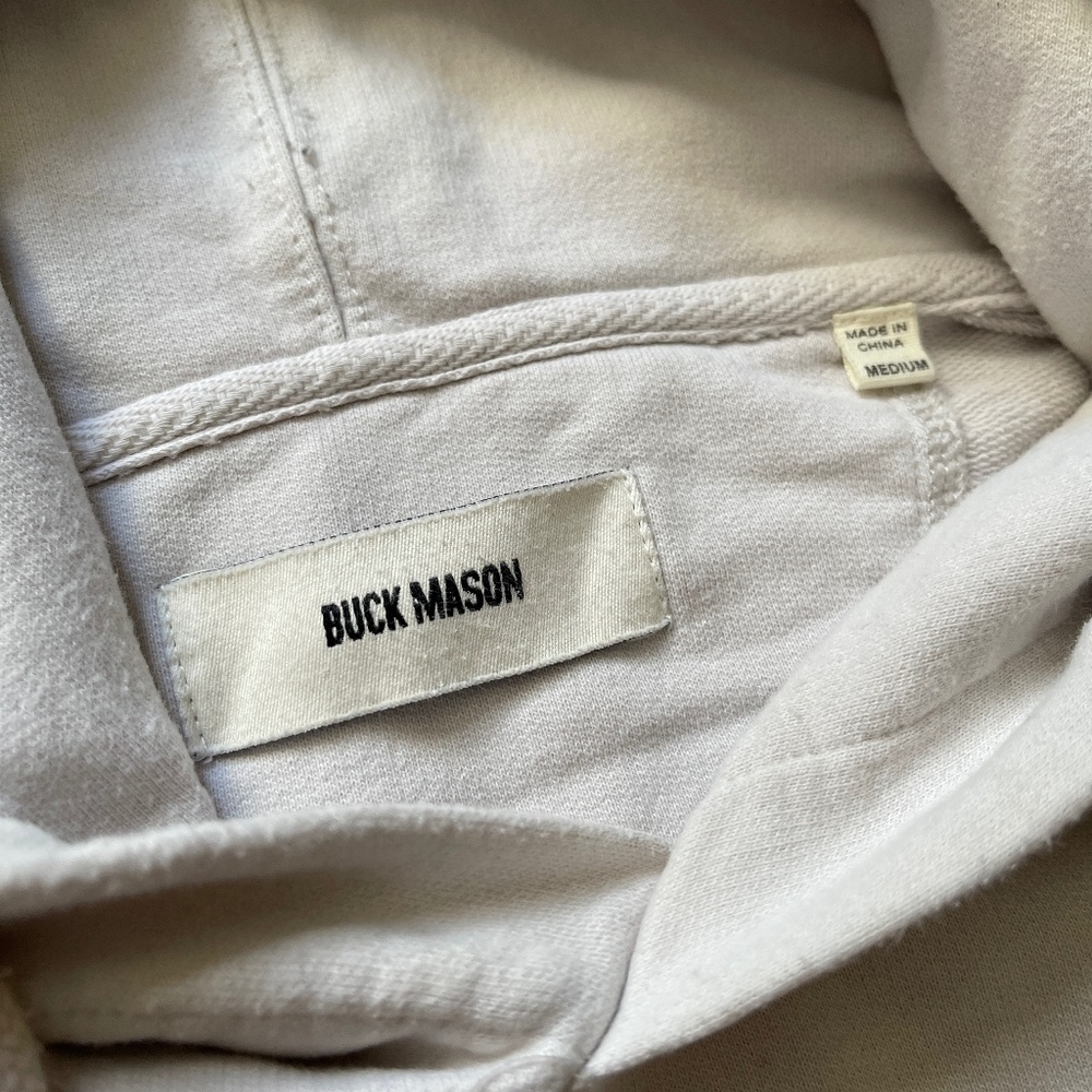 Buck Mason Natural Brushed Loopback Hooded Sweatshirt, Medium